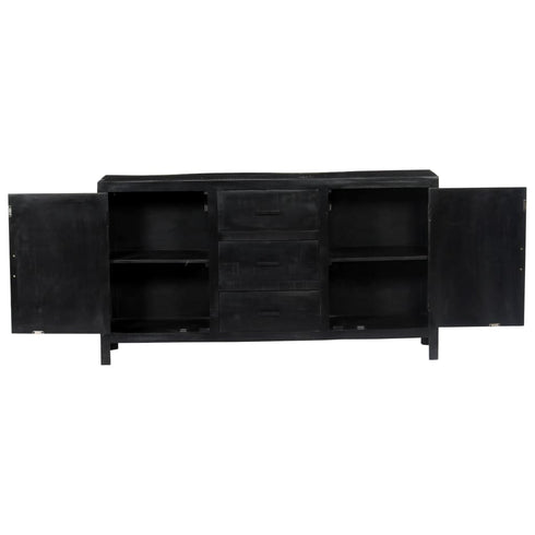 Rustika Rowe -  Sideboard Black 147x40x80 cm Solid Mango Wood